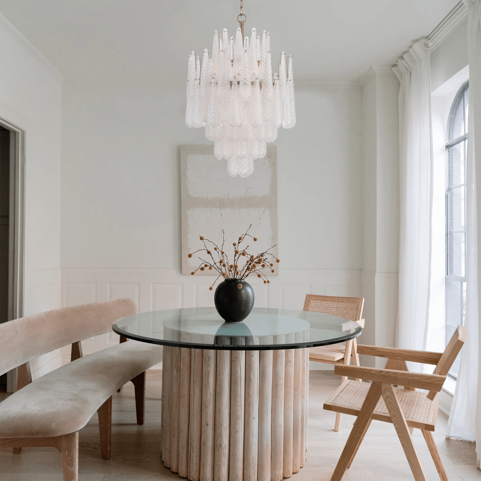 Aurora Chandelier Drop Textured Glass Elegant - Letslighting