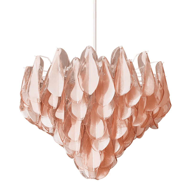 Aurora Chandelier Amber Murano Glass Oval Drops Layered - Letslighting