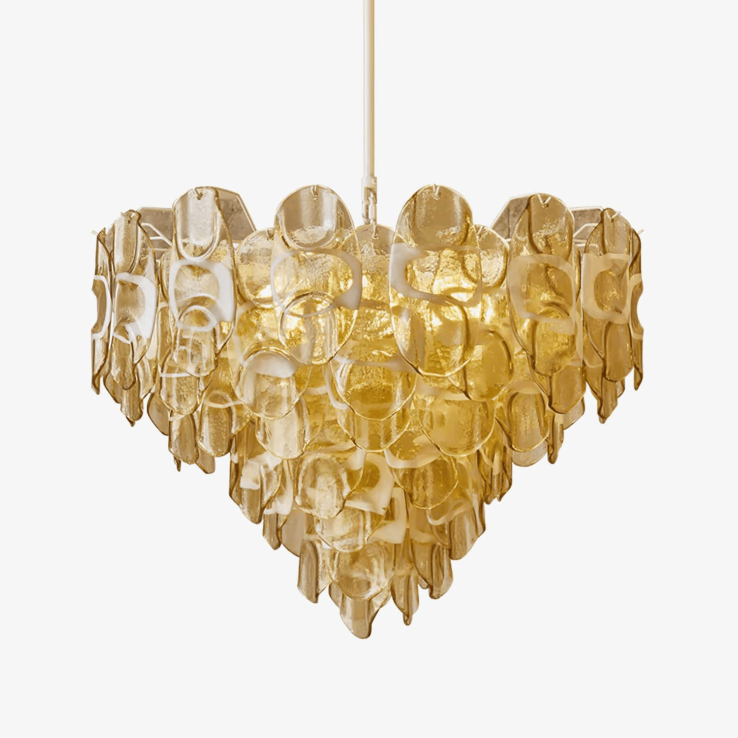 Aurora Chandelier Amber Murano Glass Oval Drops Layered - Letslighting