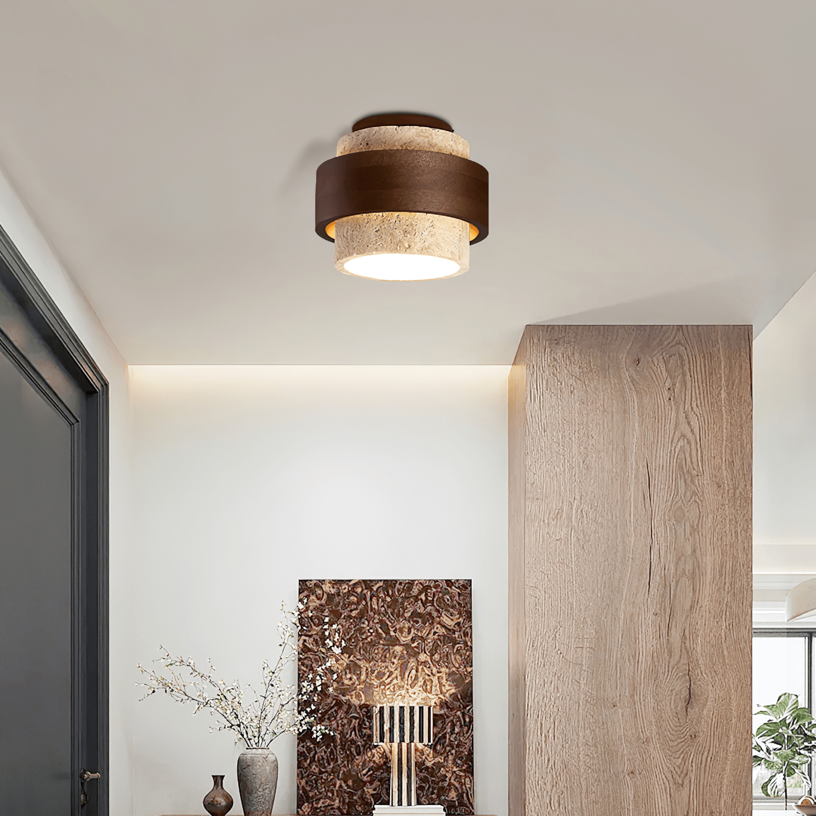 Eltalor Layered Ring Travertine Ceiling Light - Letslighting