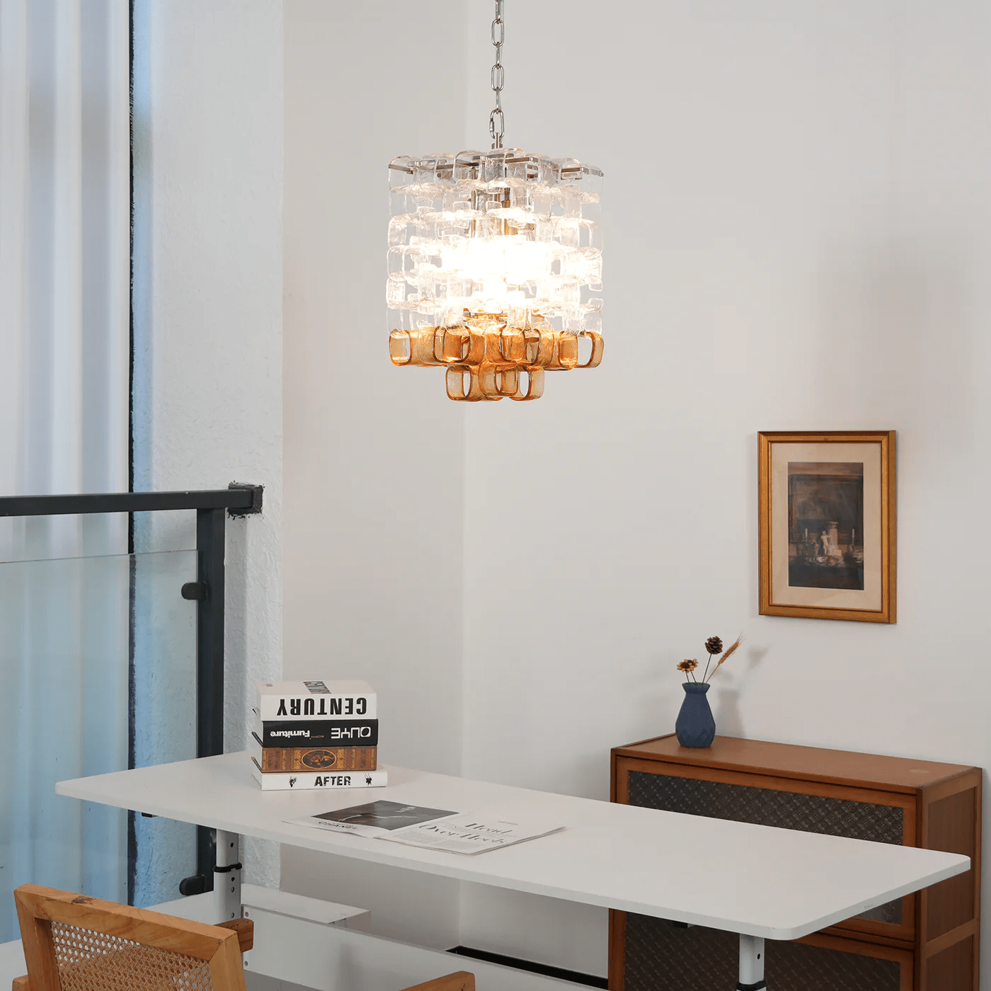 Aurora Chandelier Murano Glass Interlocking Geometric - Letslighting