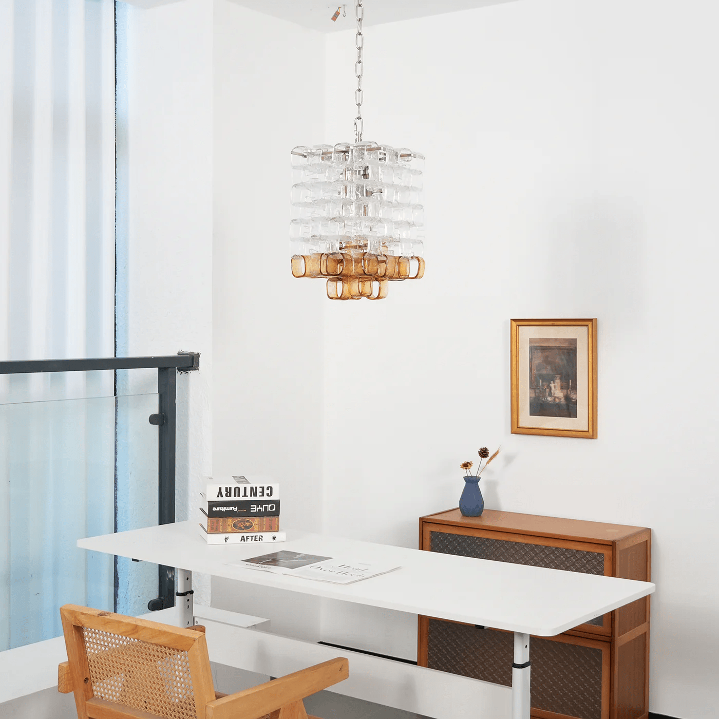 Aurora Chandelier Murano Glass Interlocking Geometric - Letslighting