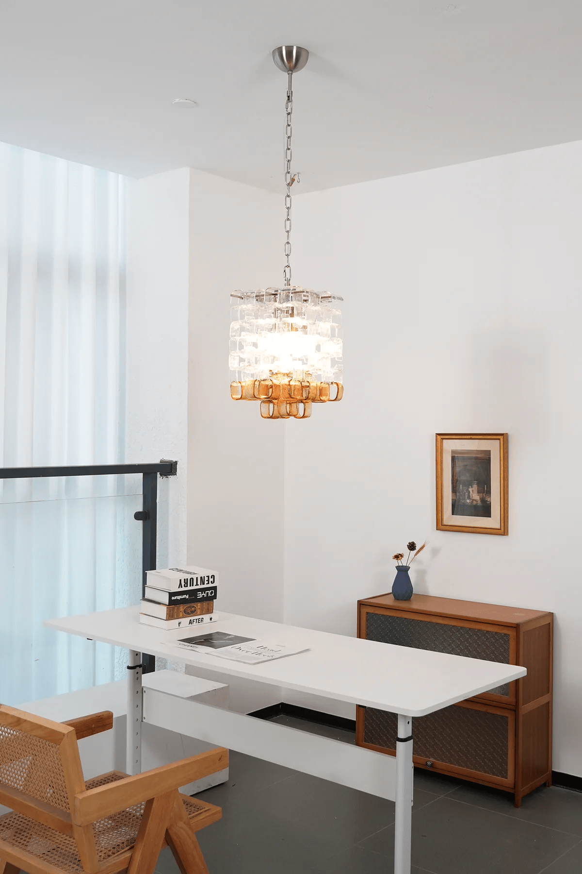 Aurora Chandelier Murano Glass Interlocking Geometric - Letslighting