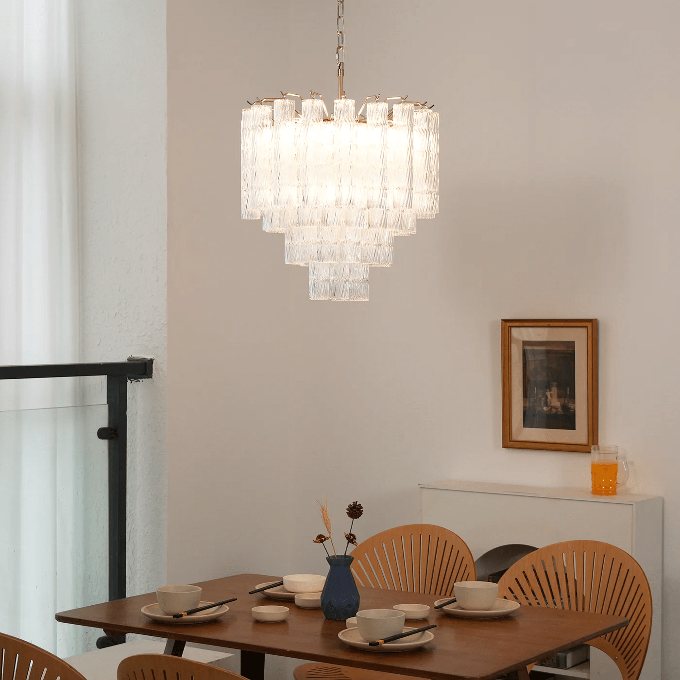 Aurora Chandelier Murano Glass Tiered Cascading Waves