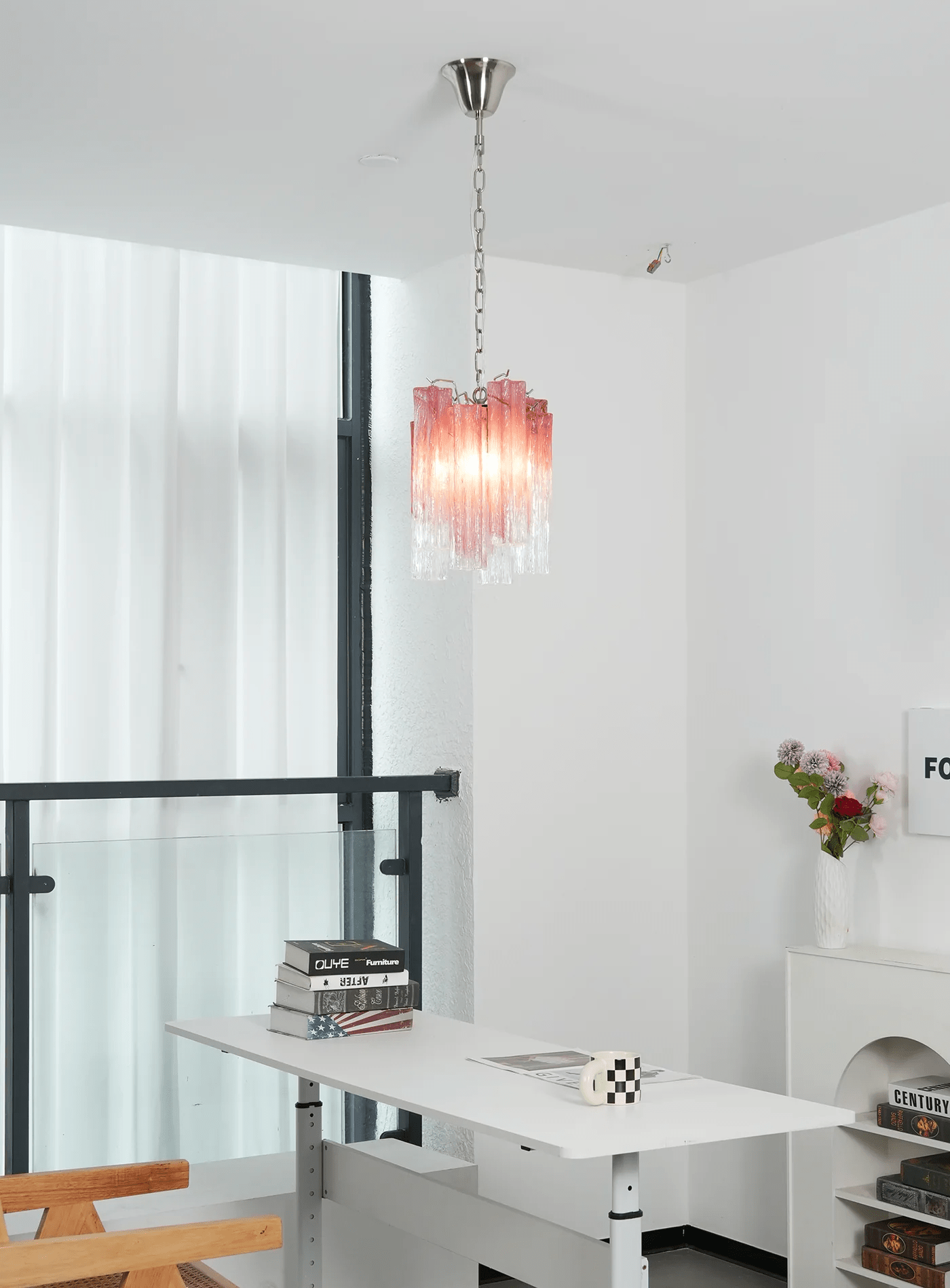 Aurora Chandelier Pink Gradient Murano Glass