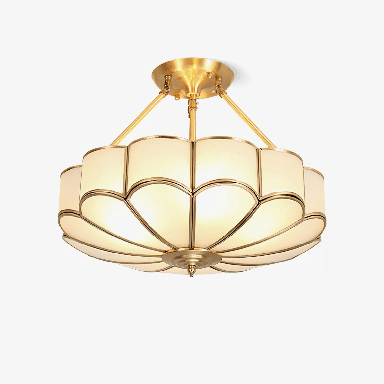 Solara Ceiling Light Frosted Glass Petal Brass Art - Letslighting