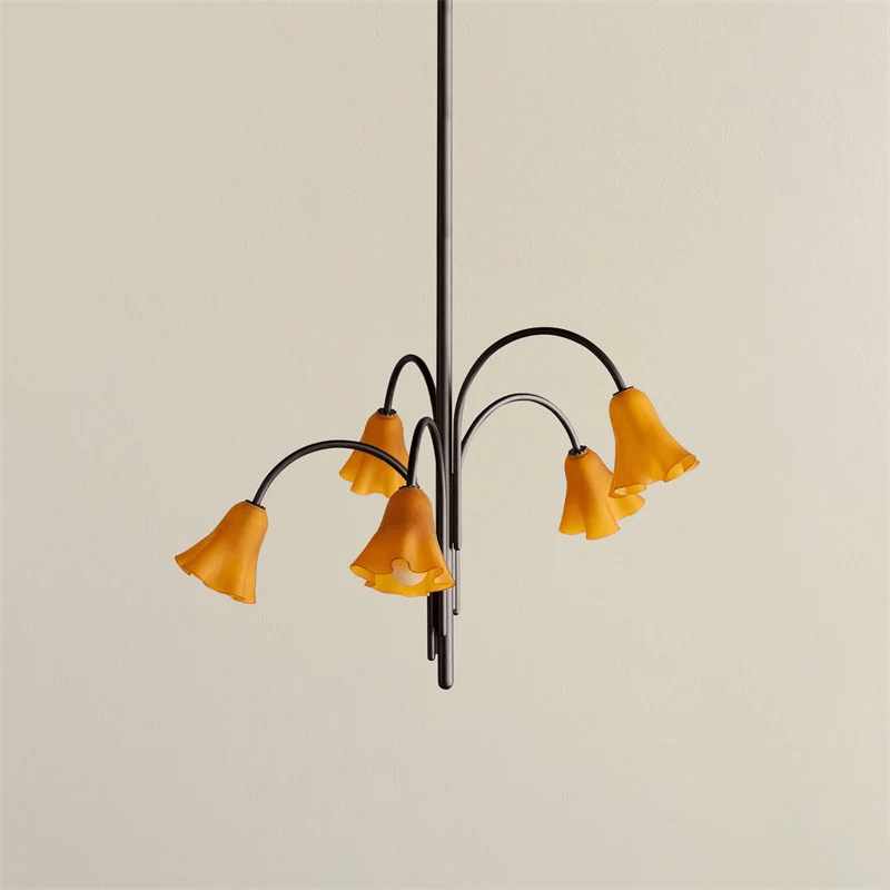 Aurora Chandelier Blossom Petal Glass Arms - Letslighting