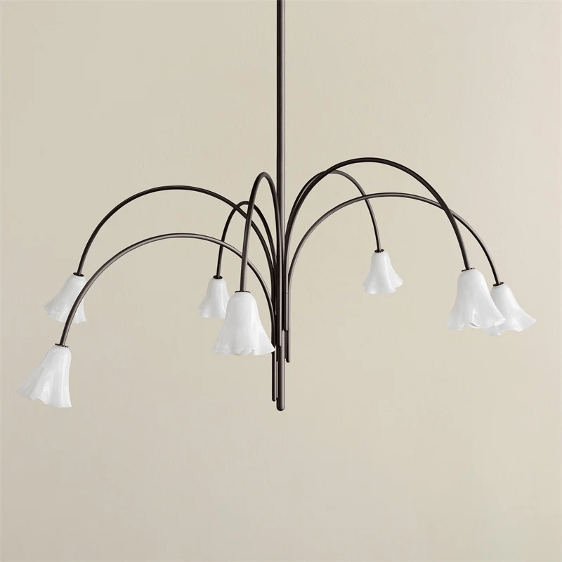 Aurora Chandelier Blossom Petal Glass Arms - Letslighting