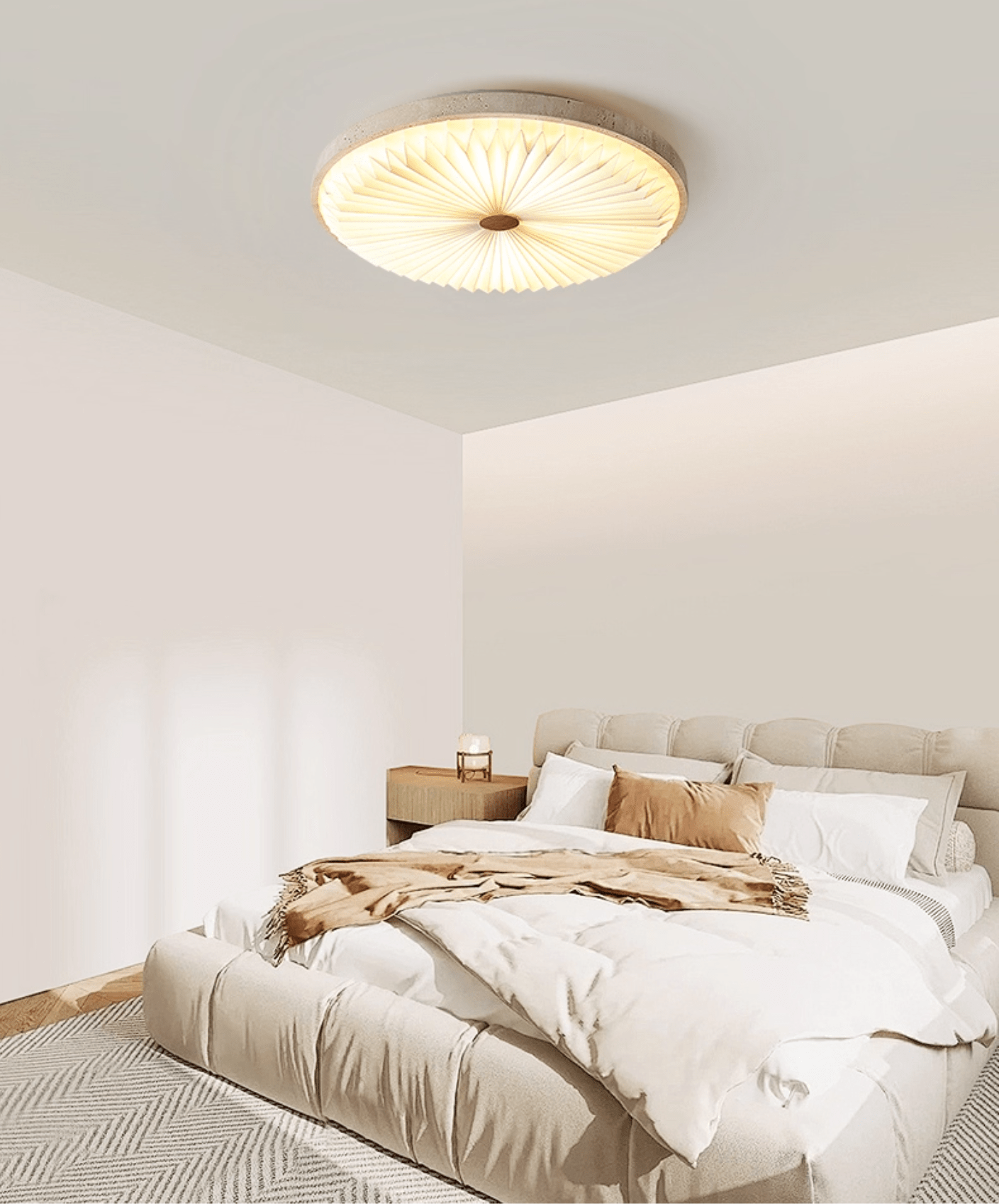 Heliora Modern Travertine & PC Ceiling Light