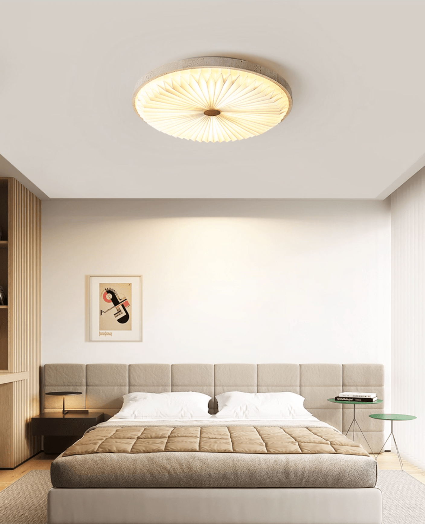 Heliora Modern Travertine & PC Ceiling Light