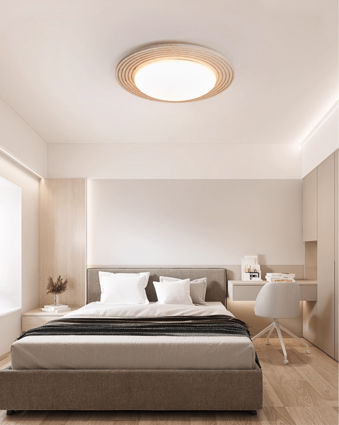 Terralux Modern Travertine & Acrylic Ceiling Light