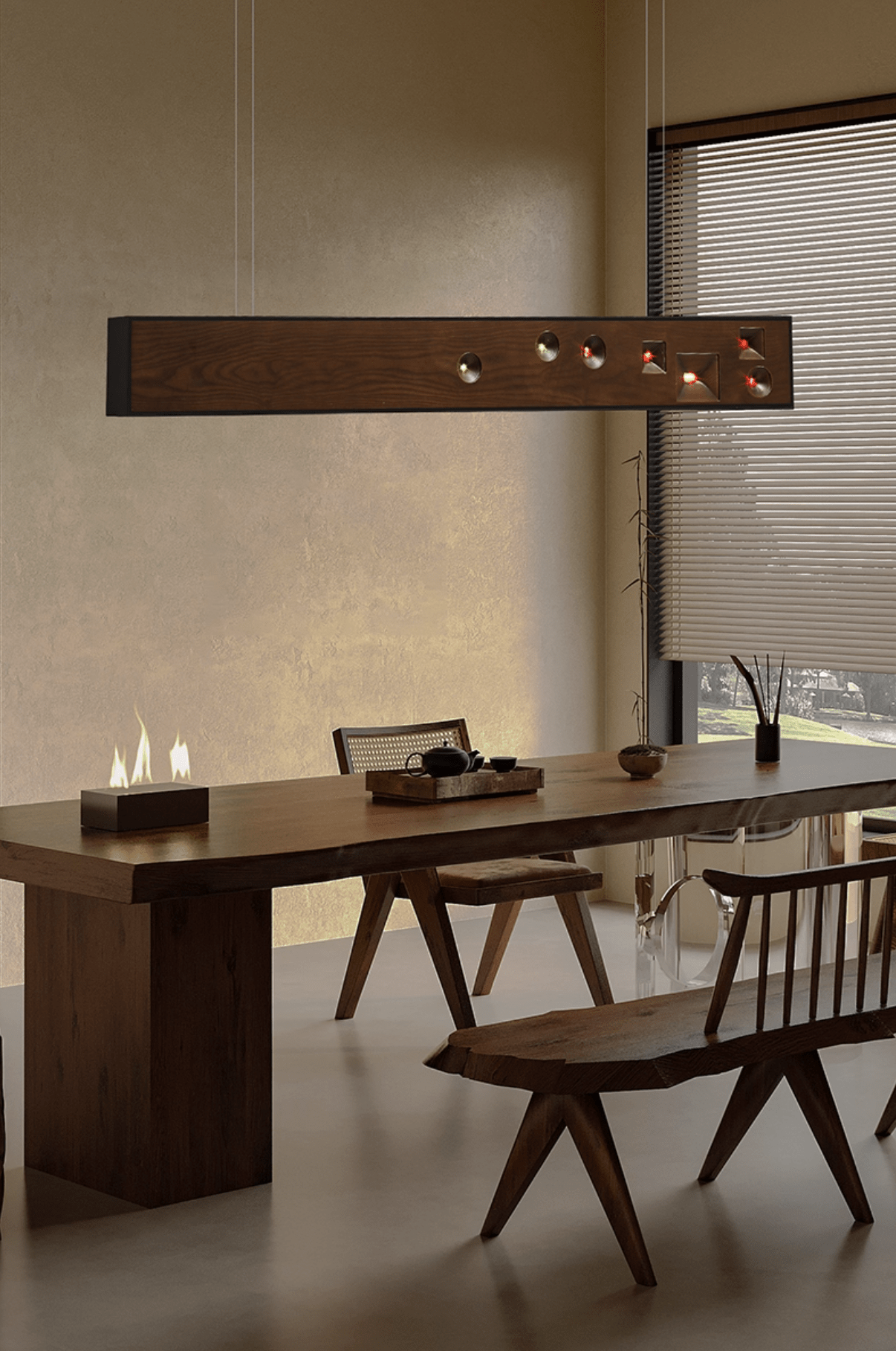 Lustra Pendant Light Wood Gemstone Linear LED - Letslighting