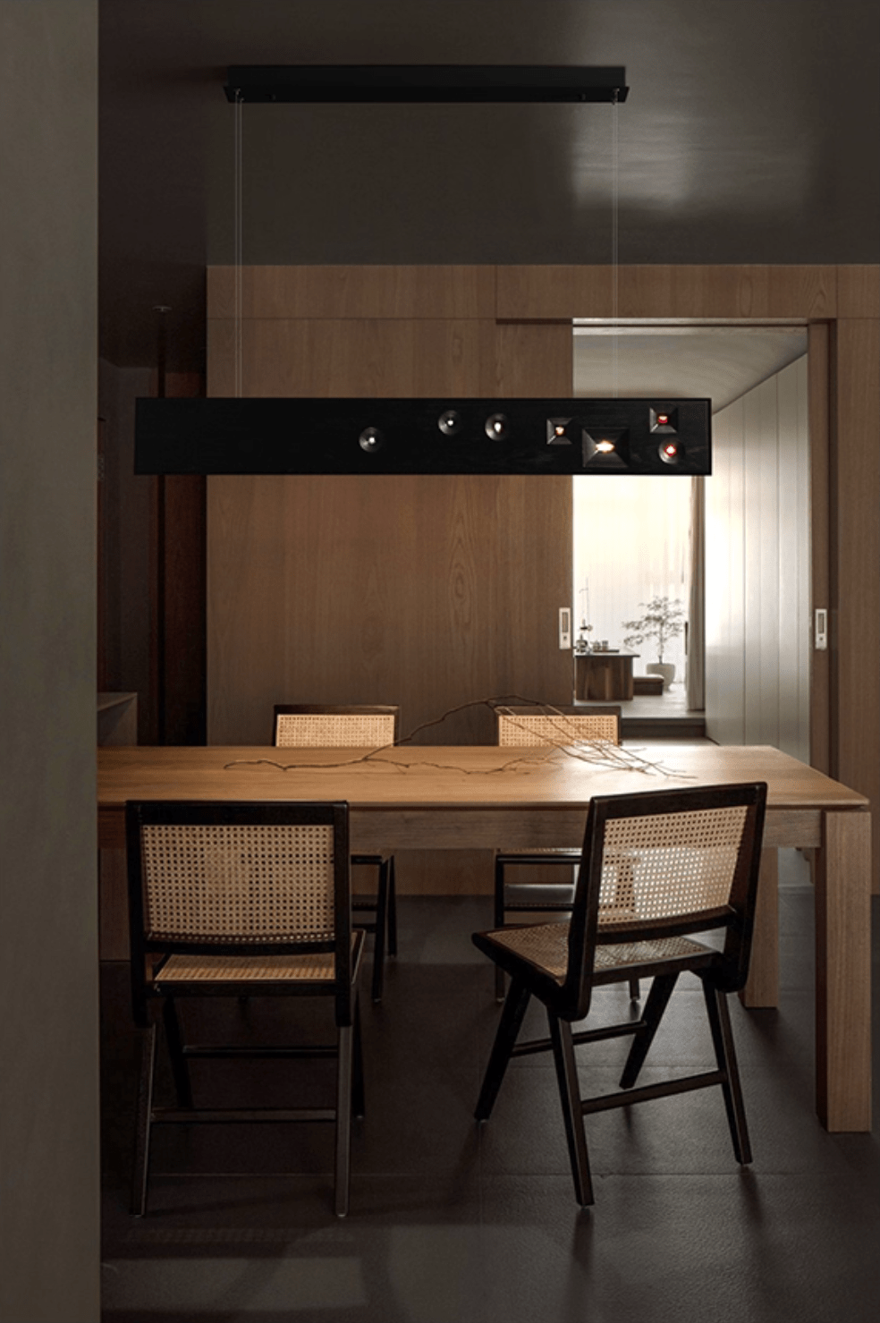 Lustra Pendant Light Wood Gemstone Linear LED - Letslighting