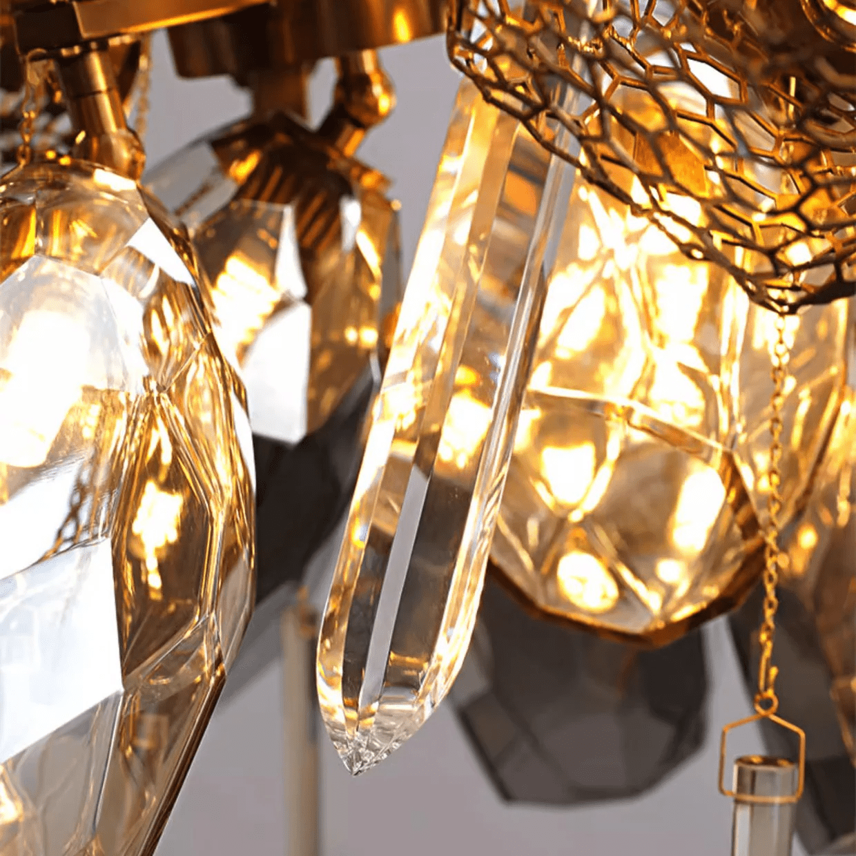 Aurora Chandelier Modern Glass Crystal Smoked Cluster