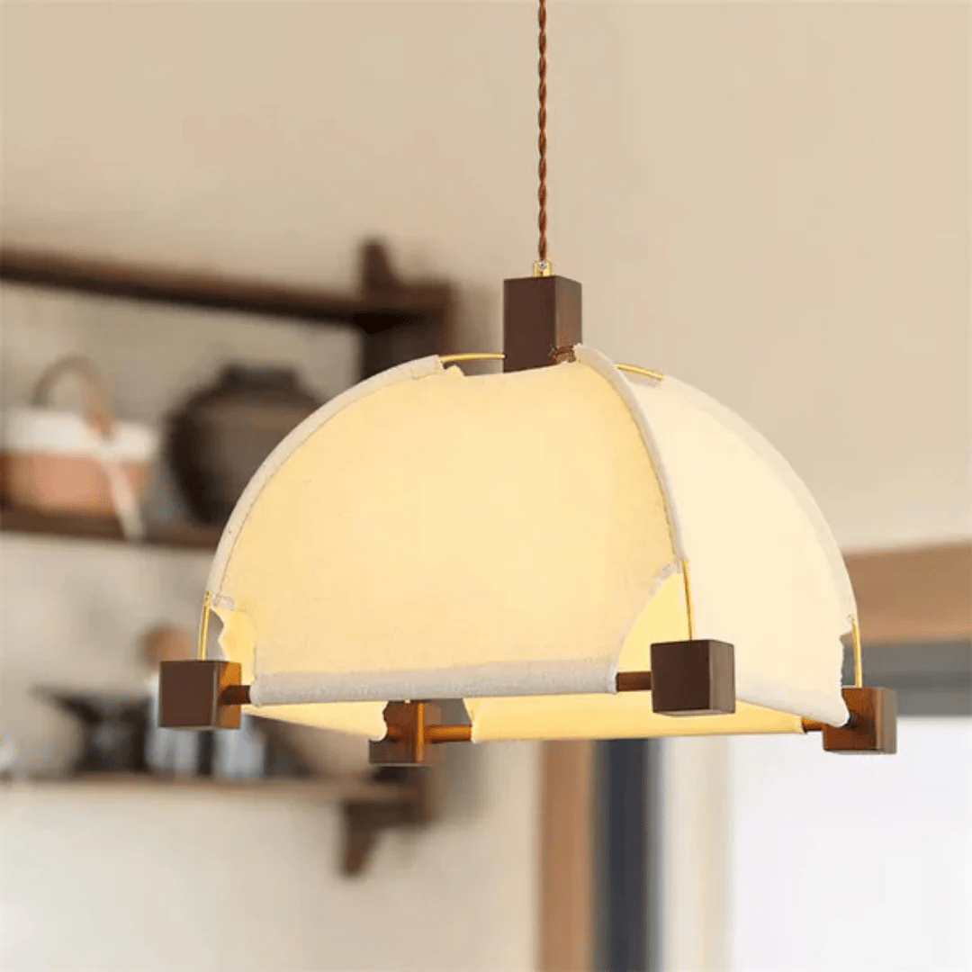 Allegra Modern Wood & Fabric Pendant Light