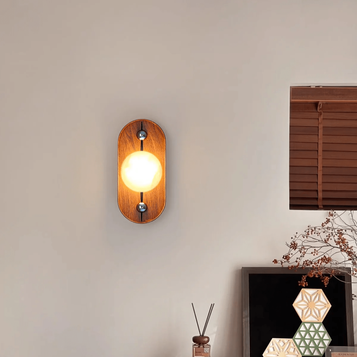 Orlin Alabaster Wood Wall Sconce