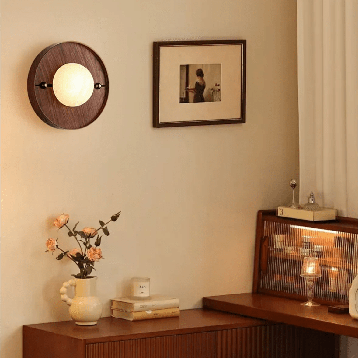 Orlin Alabaster Wood Wall Sconce