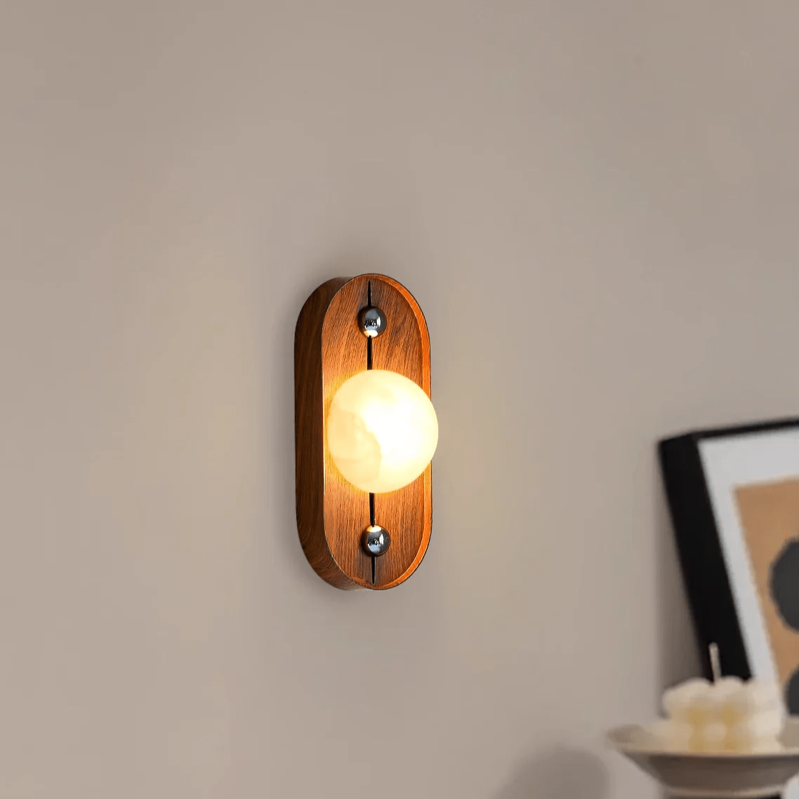 Orlin Alabaster Wood Wall Sconce