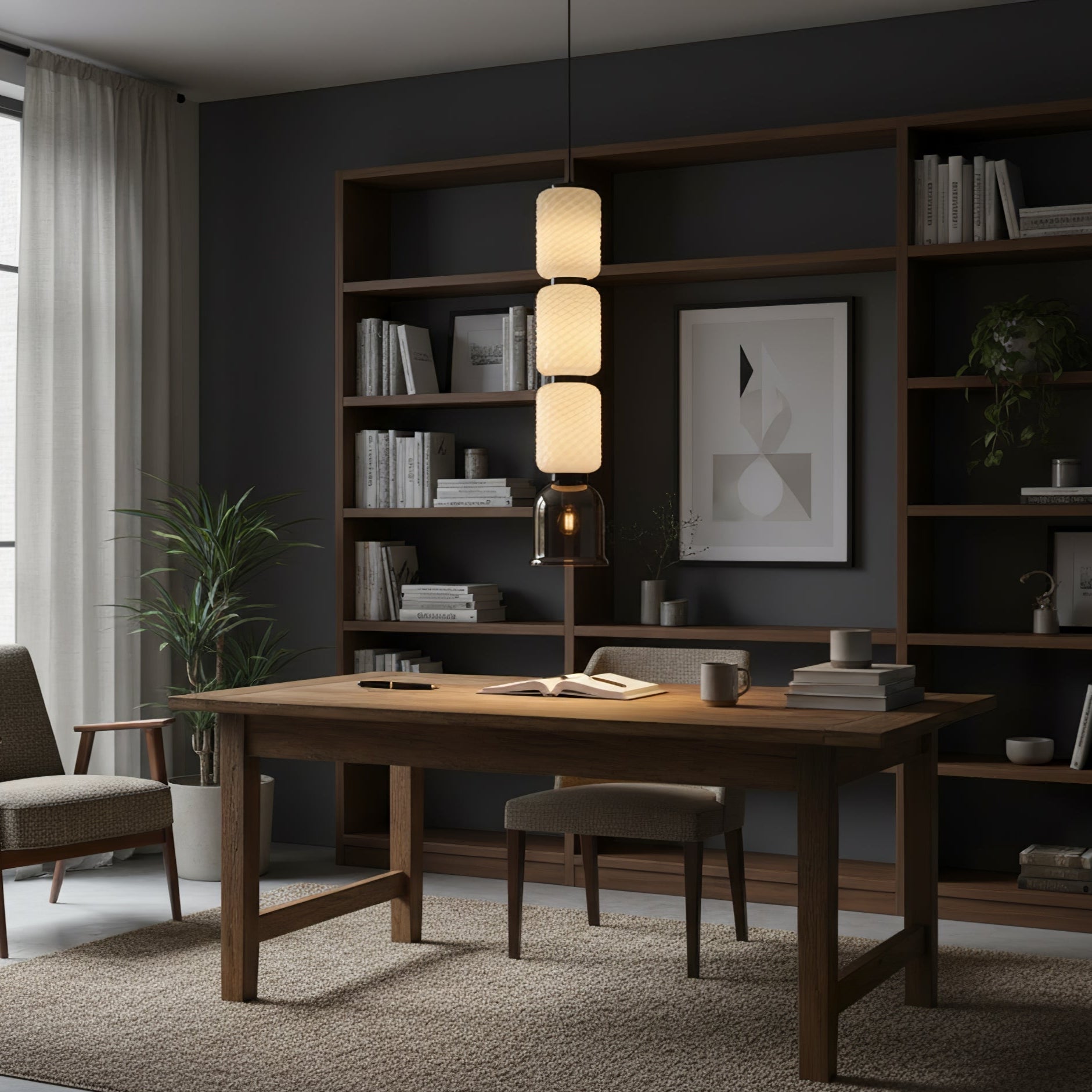 Textured Modern Metal & Glass Pendant Light