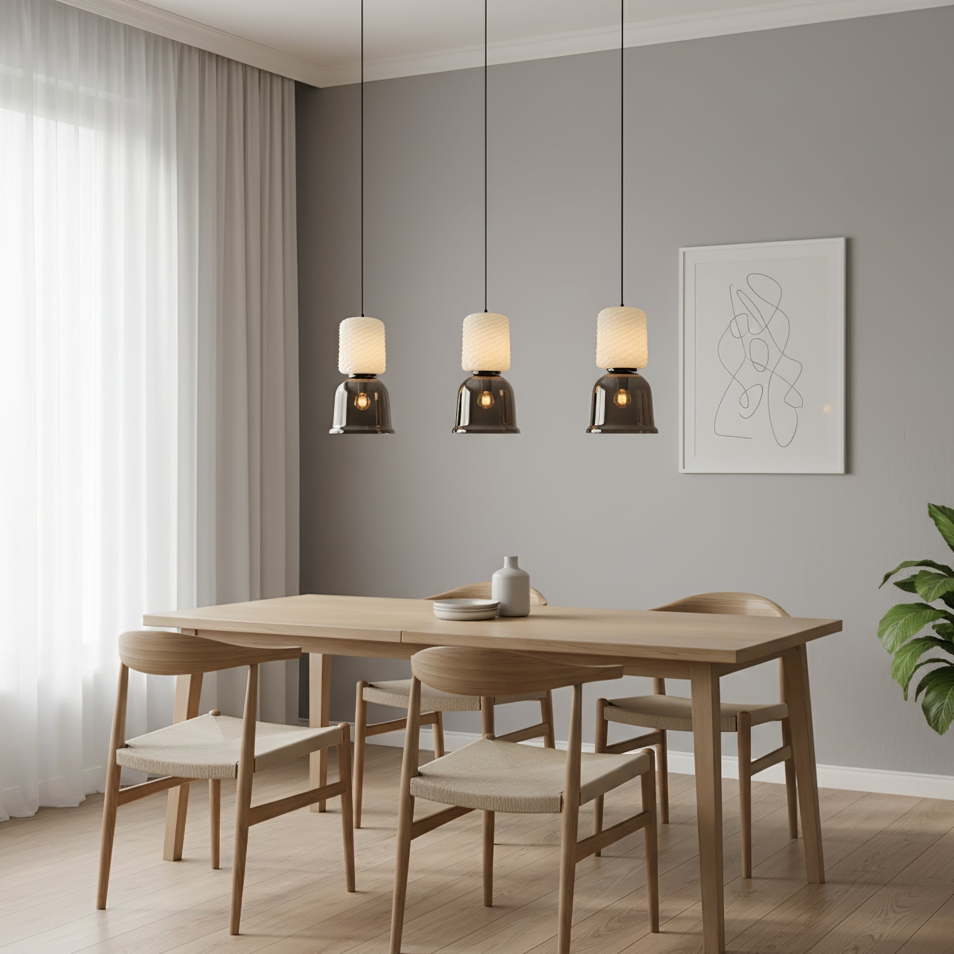 Textured Modern Metal & Glass Pendant Light
