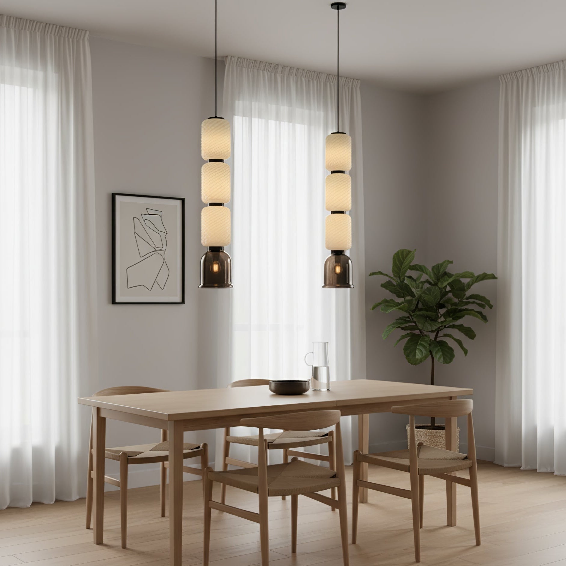 Textured Modern Metal & Glass Pendant Light