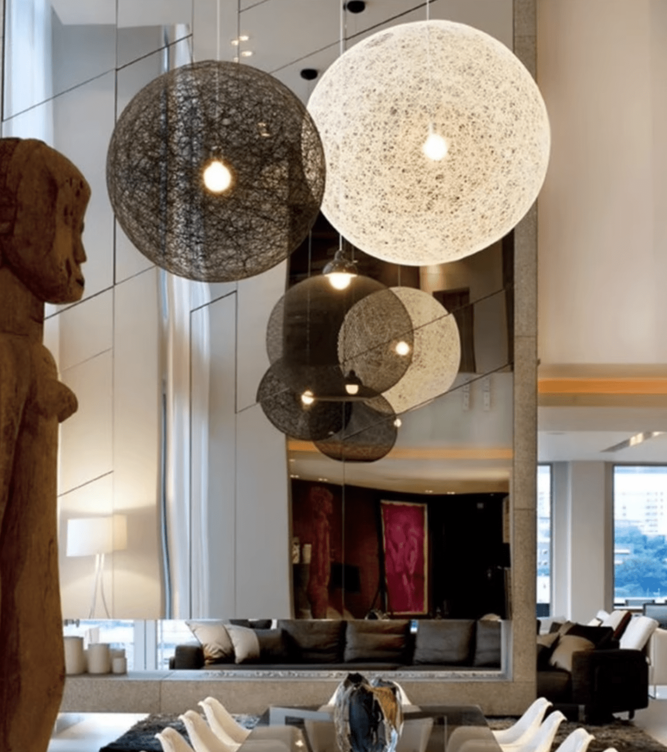 Spherical Modern Metal & Polymers Pendant Light