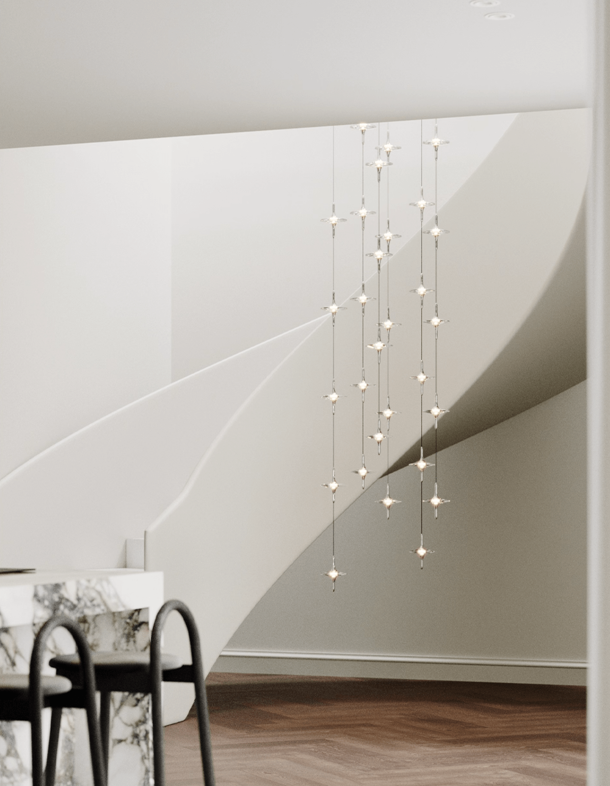 Starfall Modern Metal & Crystal Chandelier