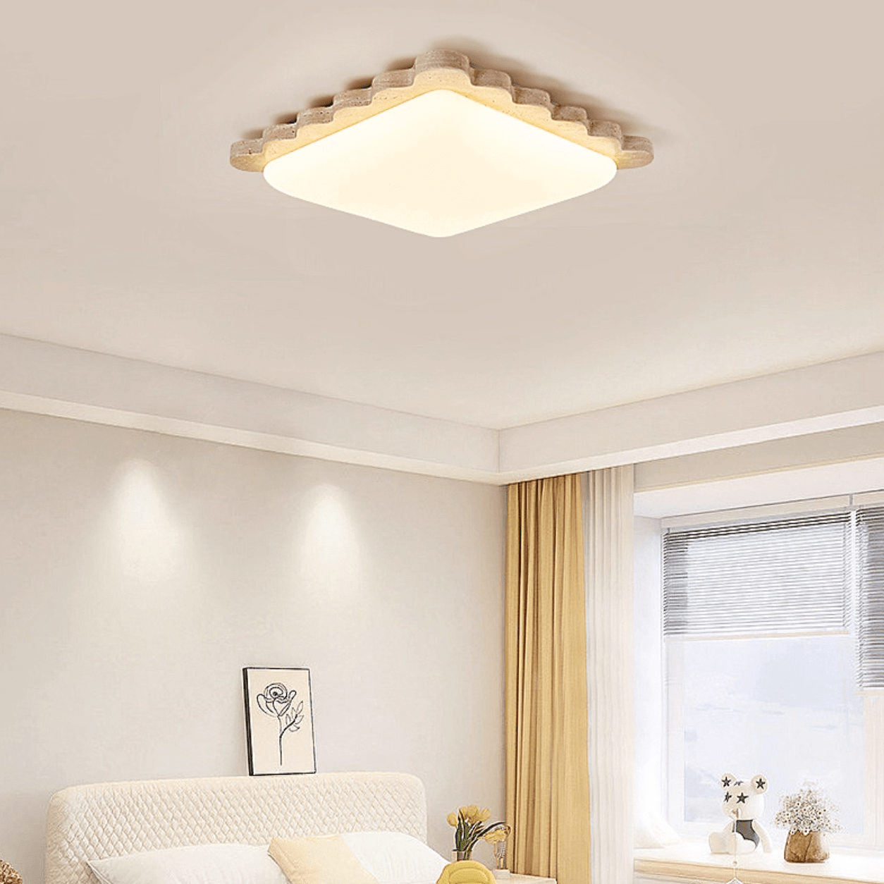 Scallop Modern Travertine Ceiling Light