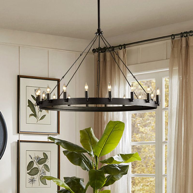 Silva Industrial Round Candle Metal Pendant Light - Letslighting