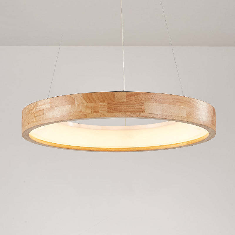 Muto Modern Ring Wood Pendant Light - Letslighting
