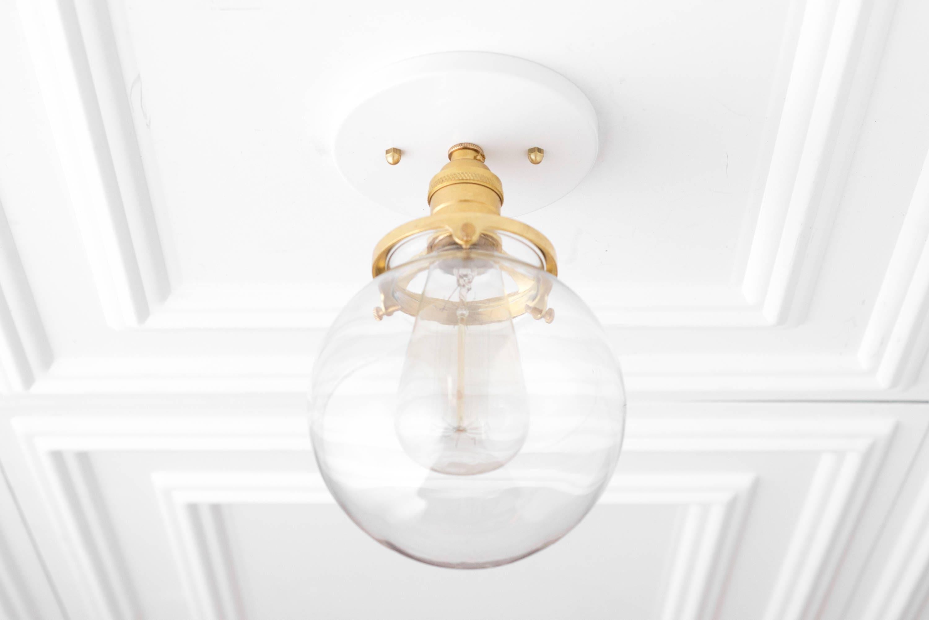 Pearl Clear Glass Retro Globe Ceiling Light Bedroom