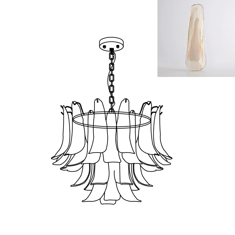 Aurora Chandelier Murano Glass Leaf Golden - Letslighting