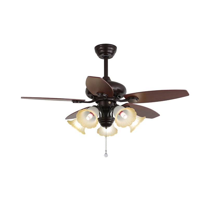 Lily Vintage Wood Ceiling Fan Light