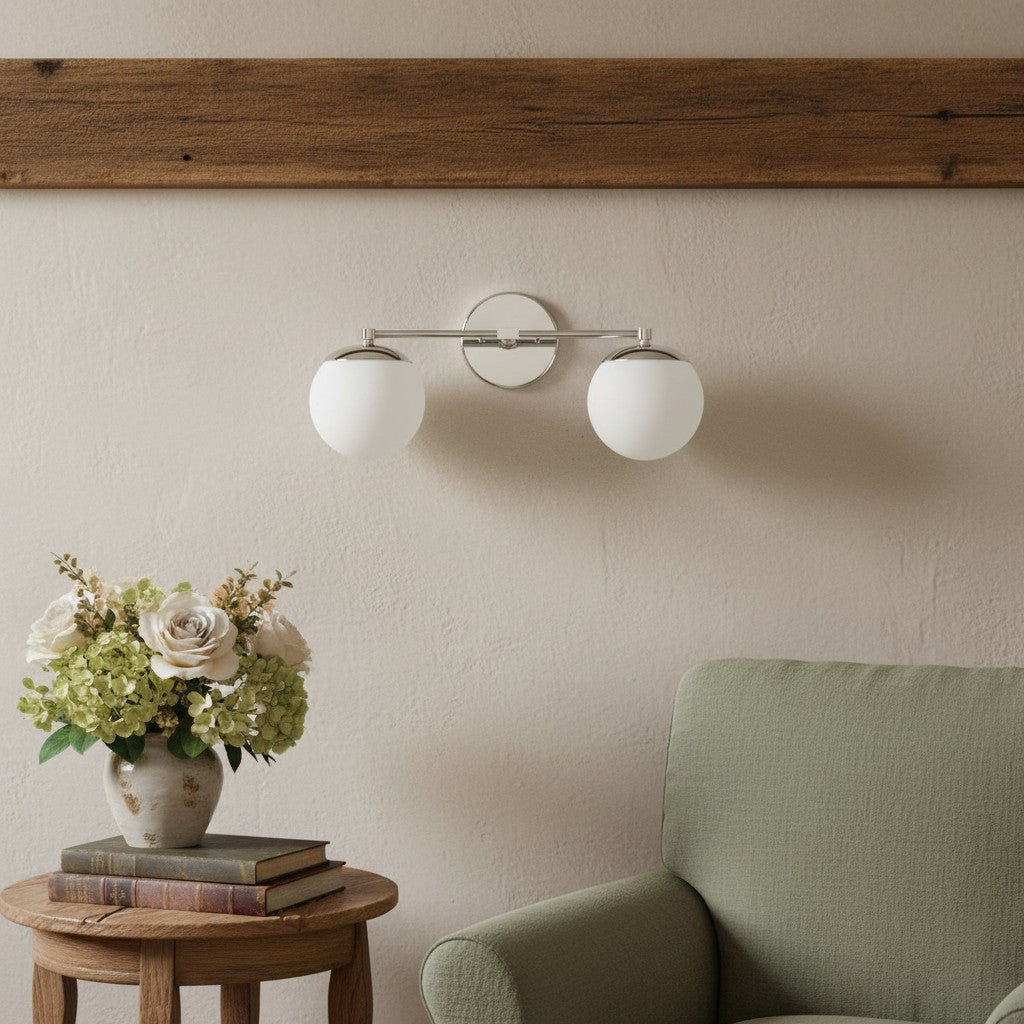 Pearl Milk Glass Brass Wall Sconce Bathroom