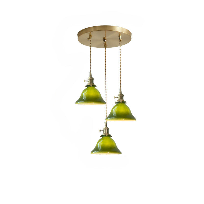 Valentina Rustic Vintage LED Pendant Light Copper Glass Dining Room