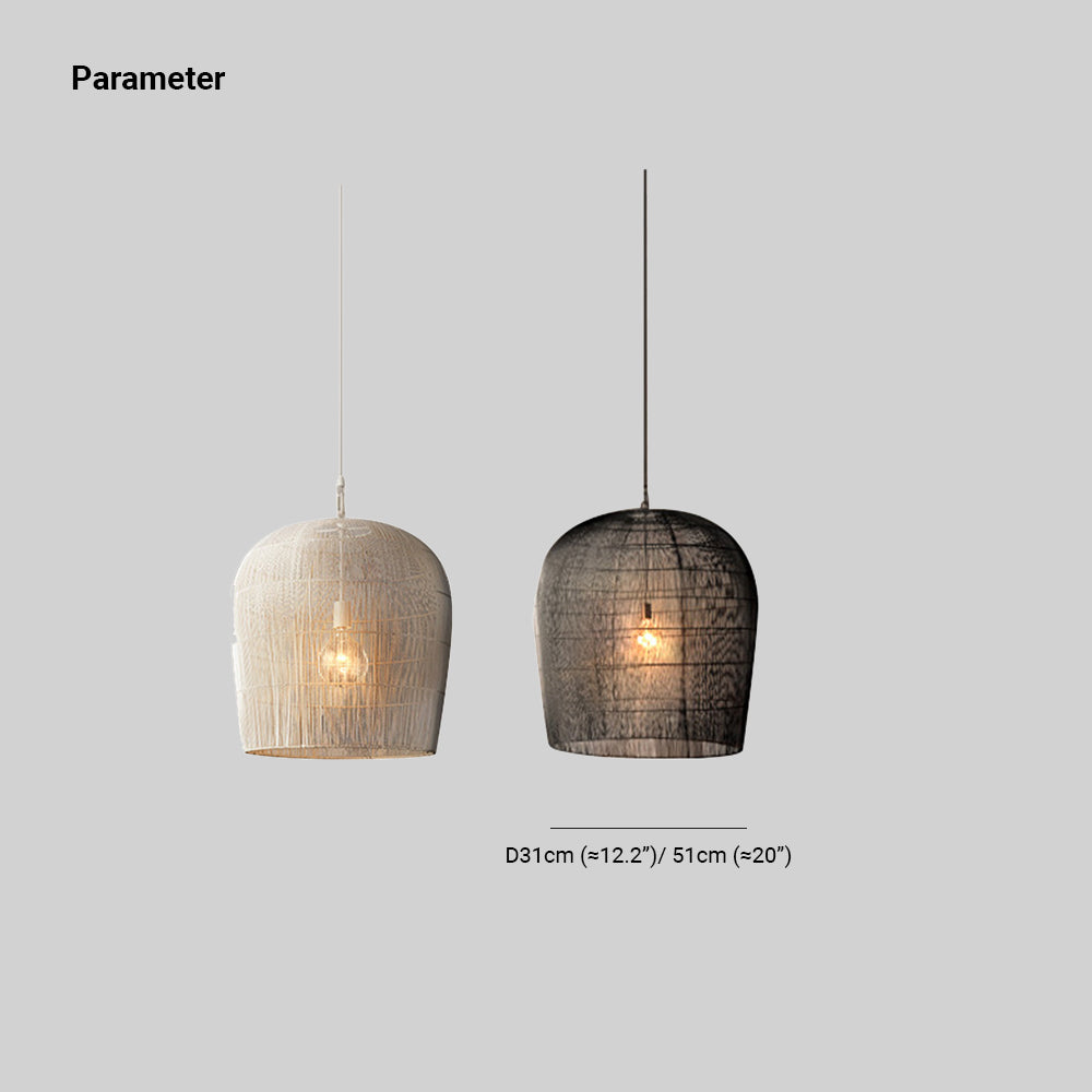 Ritta Wabi Sabi Bird Cage Rattan Metal Pendant Light