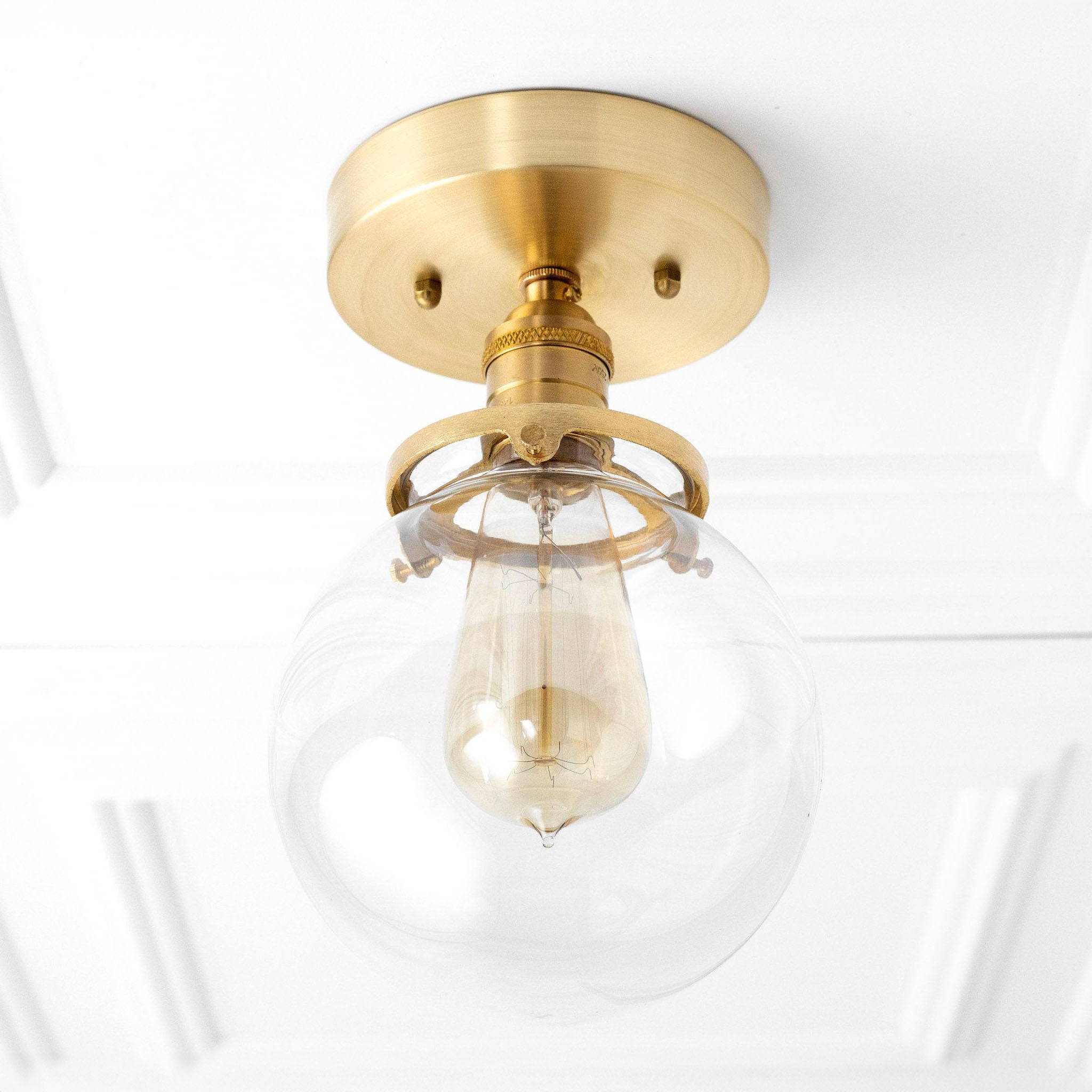 Pearl Clear Glass Retro Globe Ceiling Light Bedroom