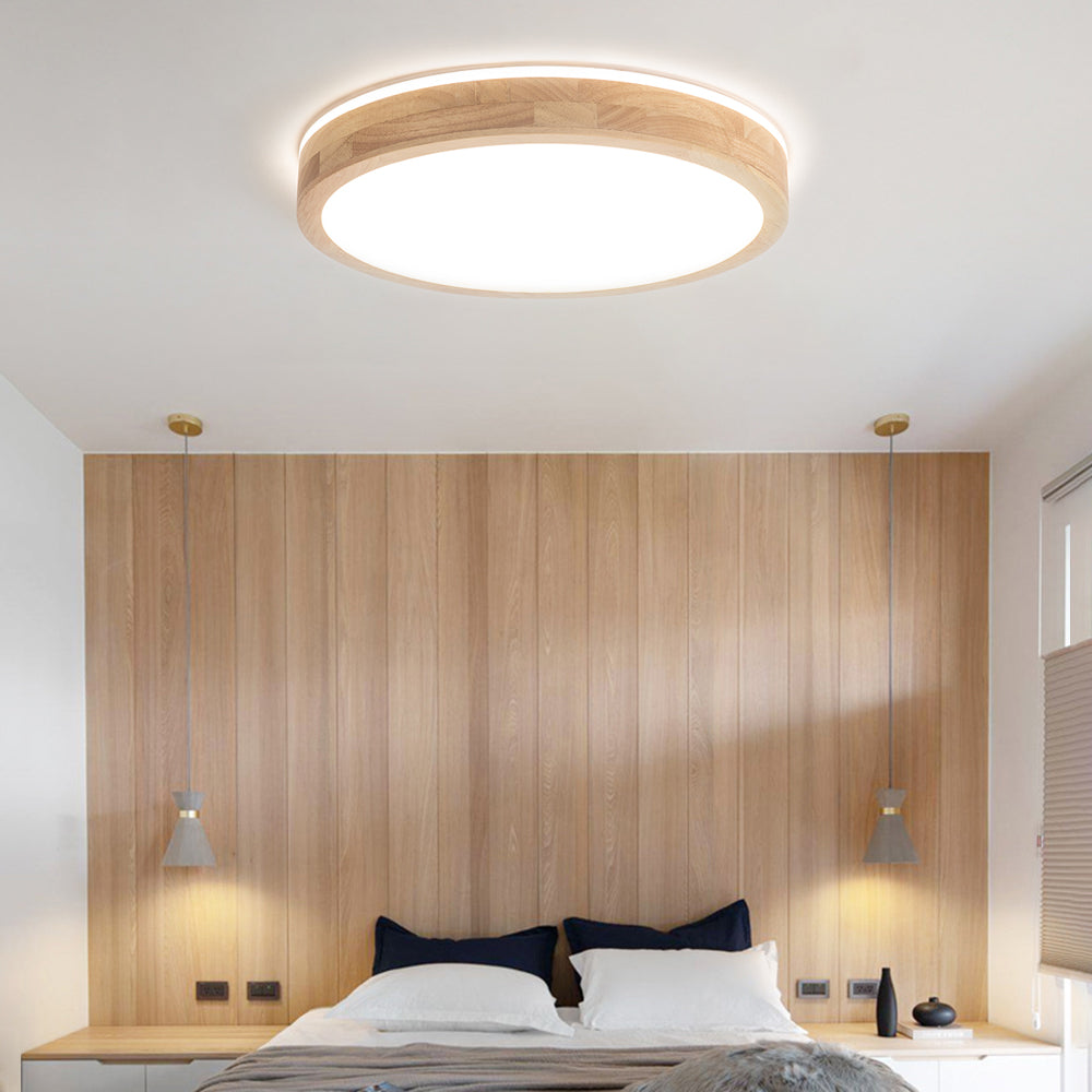 Muto Nordic Acrylic/Wood Flush Mount Ceiling Light Wood - Letslighting