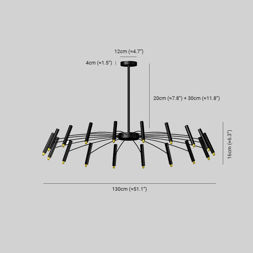 Arisha Modern Blown Linear Metal Chandelier