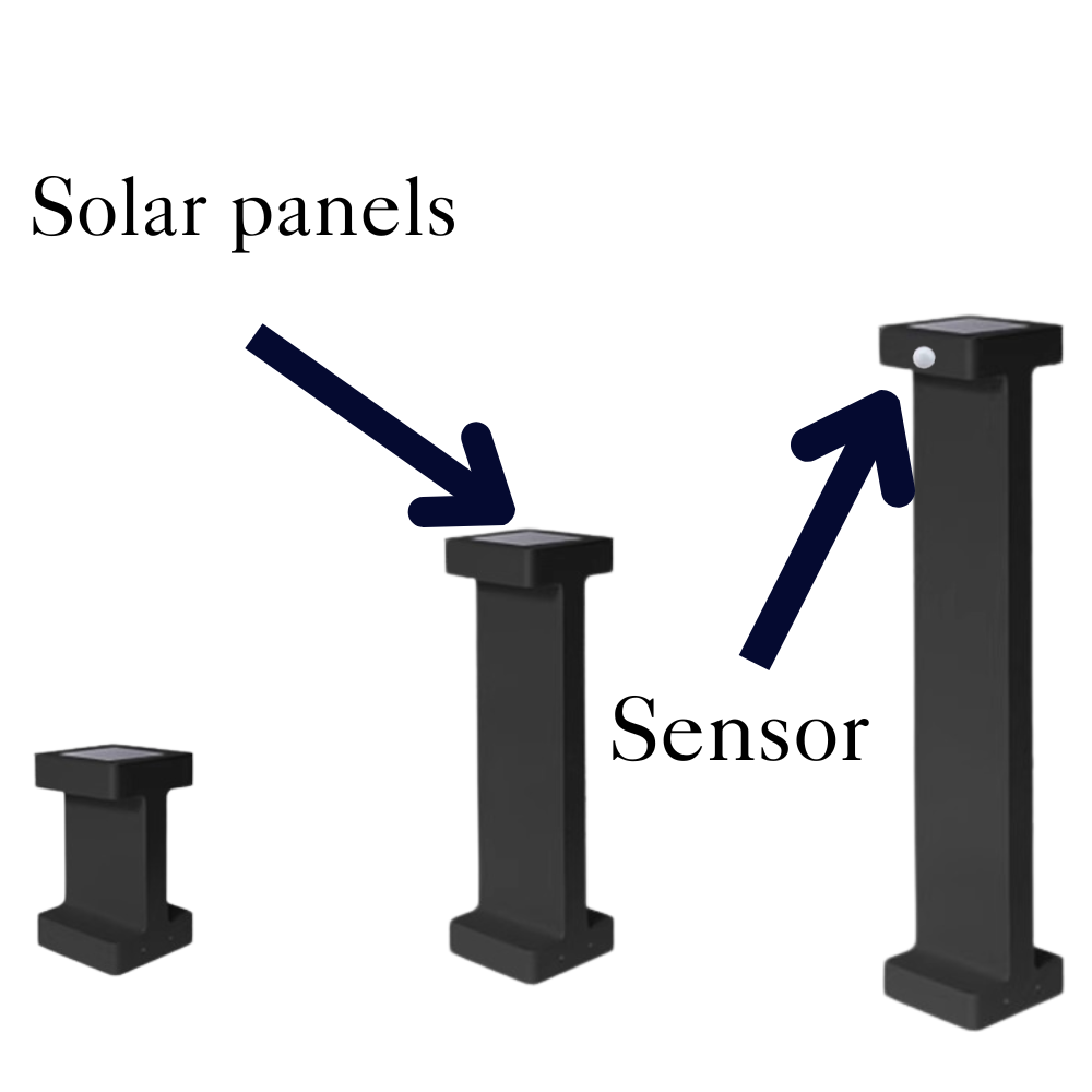 Ray Modern Metal T-Shaped Solar Outdoor Path Light - Letslighting