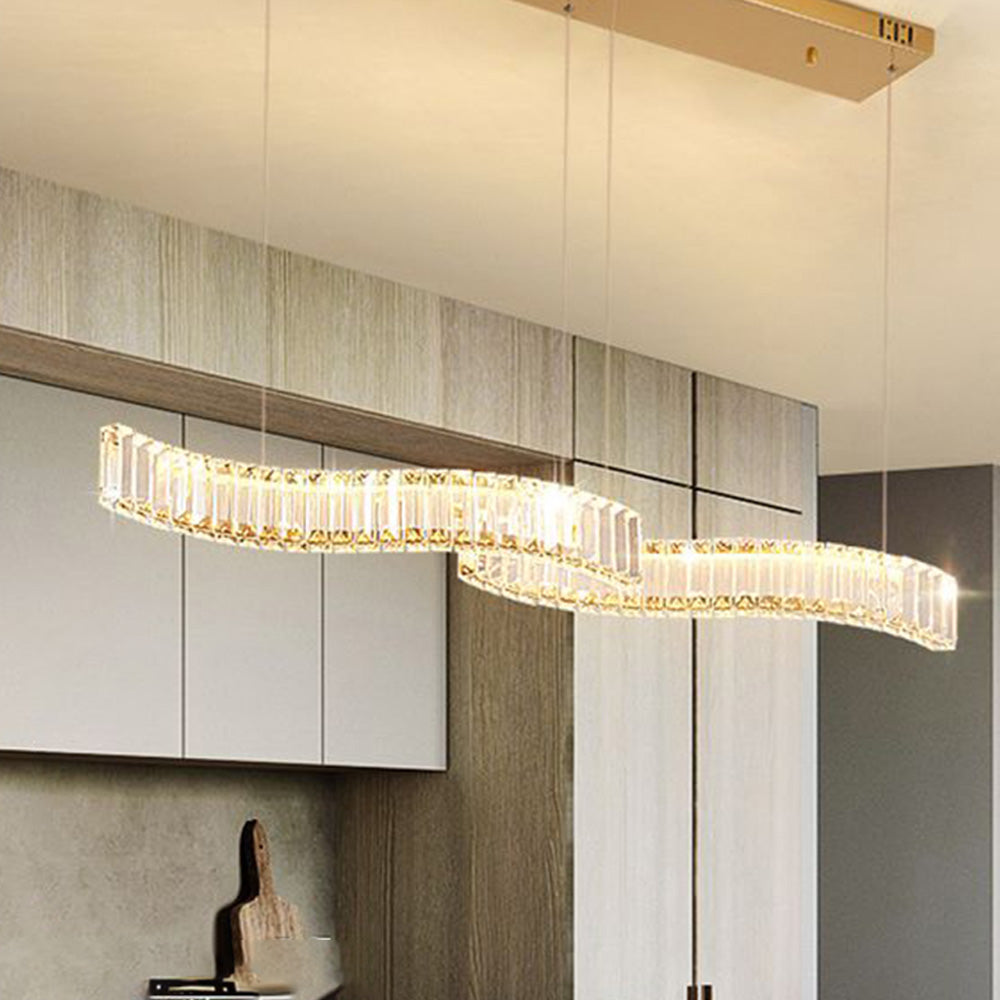 Kristy Luxury Wave Crystal Metal Pendant Light