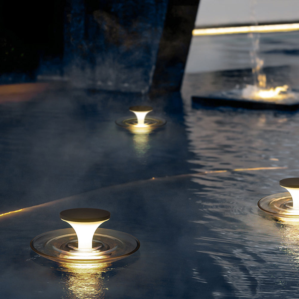 Ray Modern Round Outdoor Ground Lamp, Pool