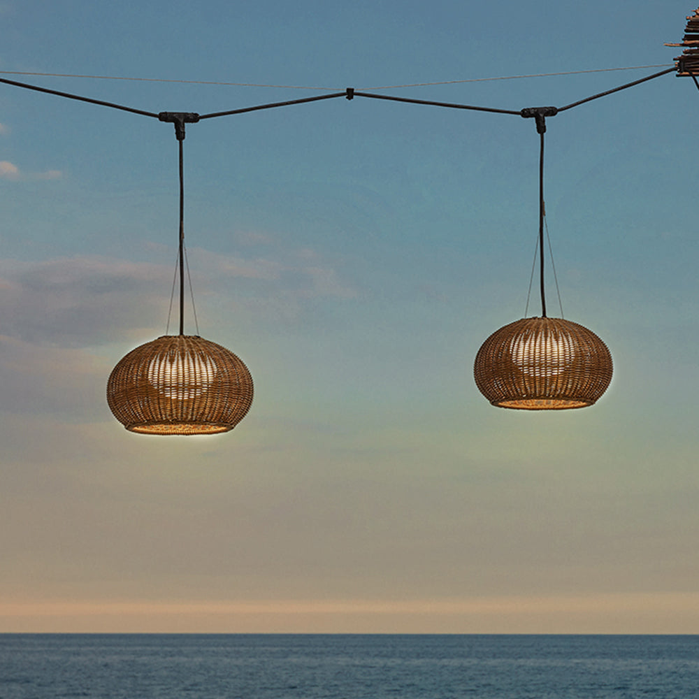 Ritta Retro Lantern Pendant Light Bamboo Acrylic
