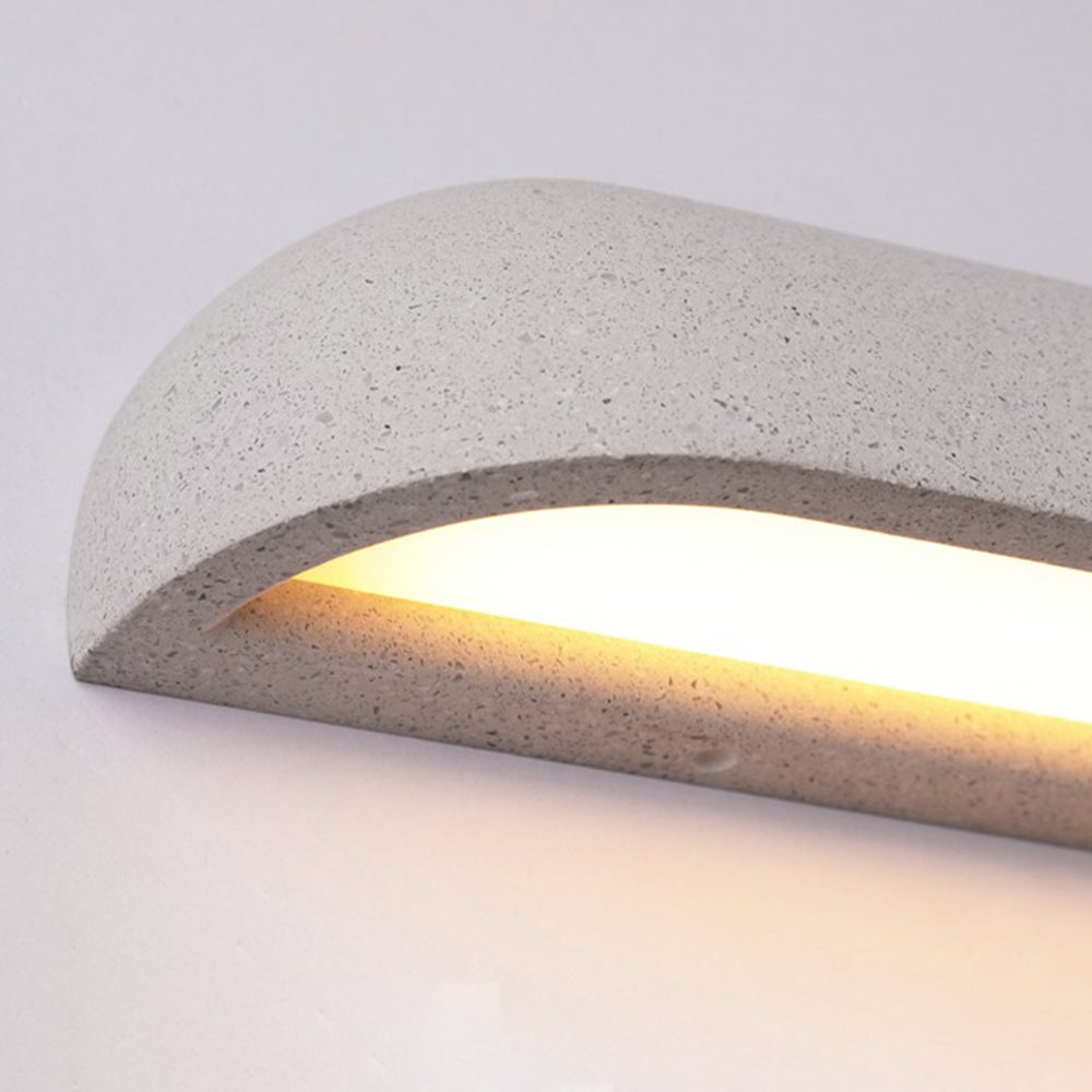 Ray Modern Minimalist Semi-elliptical Metal Stone Outdoor Wall Lamp - Letslighting
