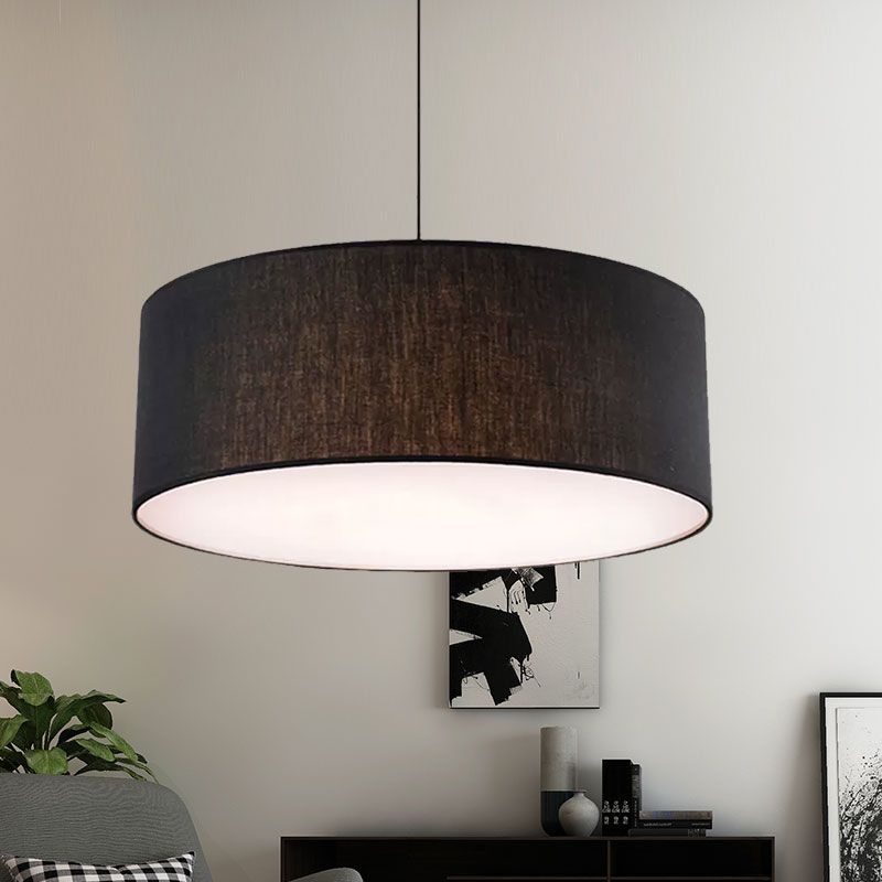Ritta Modern Fabric Drum Pendant Light Metal Fabric Farmhouse