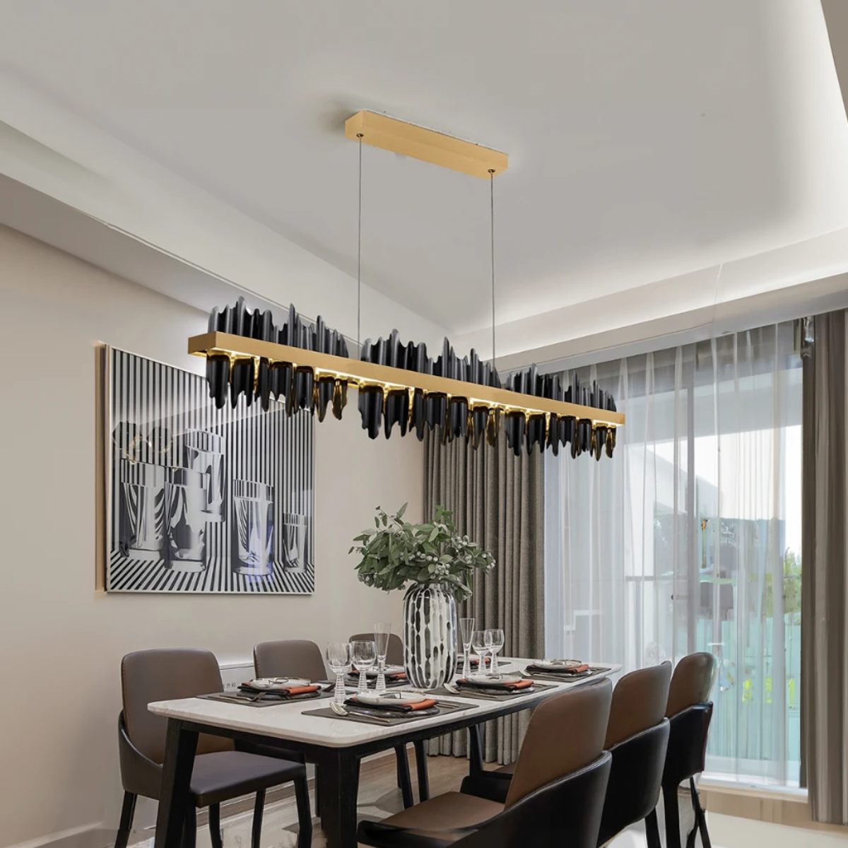 Kristy Industrial Glass Metal Pendant Light Living Room