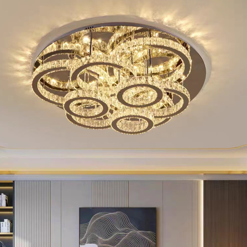 Kristy Modern Multi Ring Metal And Crystal Pendant Light