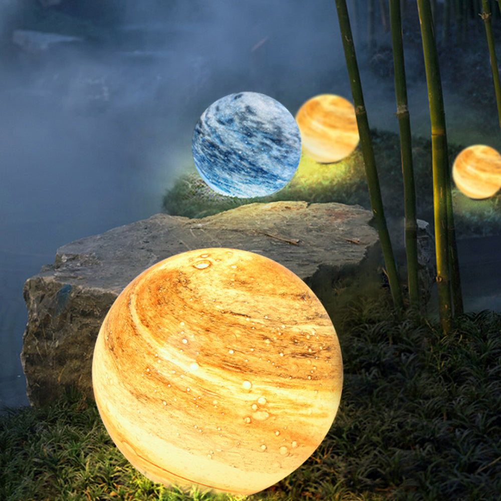 Aria Decorative Solar Acrylic Planet Outdoor Ground Light Milk Curry