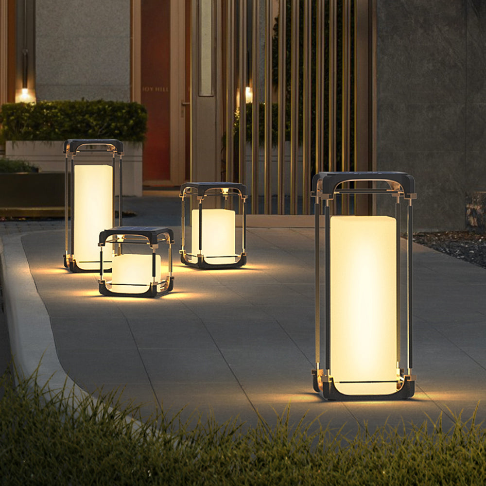 Ray Simple Cube Cuboid Outdoor Floor Lamp Hardwired Solar