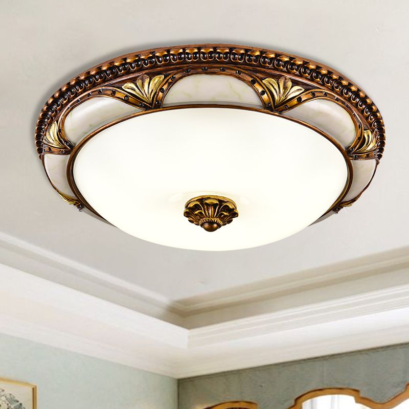 Alessio Floral Retro Flush Mount Ceiling Light Antique Brass Living Room